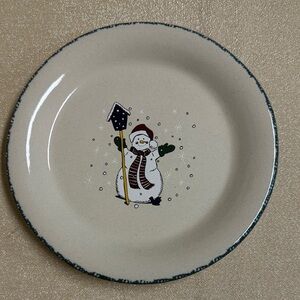 Home and Garden Party Snowman plate with bird house winter scene